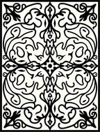 Black Ivory Ornamental Scrollwork Rug