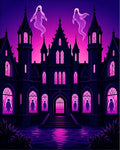 Haunted Gothic Mansion Ghost Scene Rug