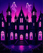 Haunted Gothic Mansion Ghost Scene Rug