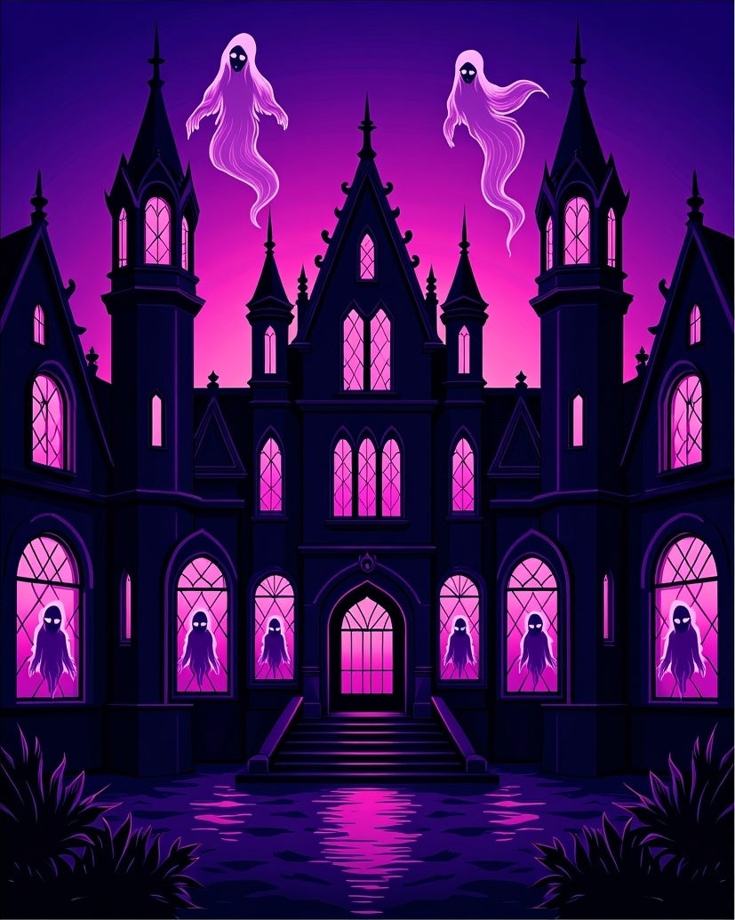 Haunted Gothic Mansion Ghost Scene Rug