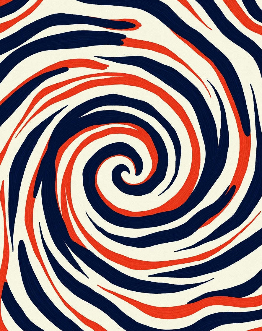 Bold Blue Red Swirl Abstract Rug