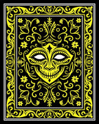 Yellow Tribal Mask Swirls Rug