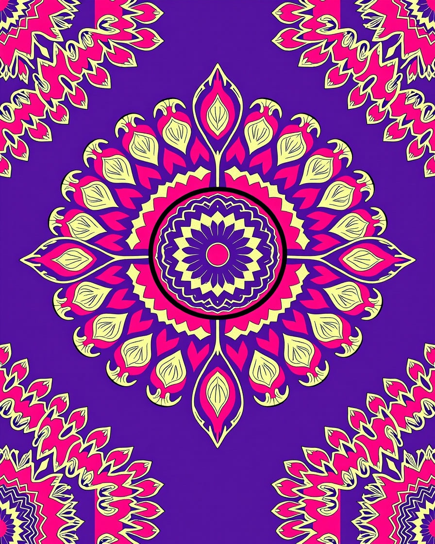 Vibrant Fuchsia Mandala Medallion Rug