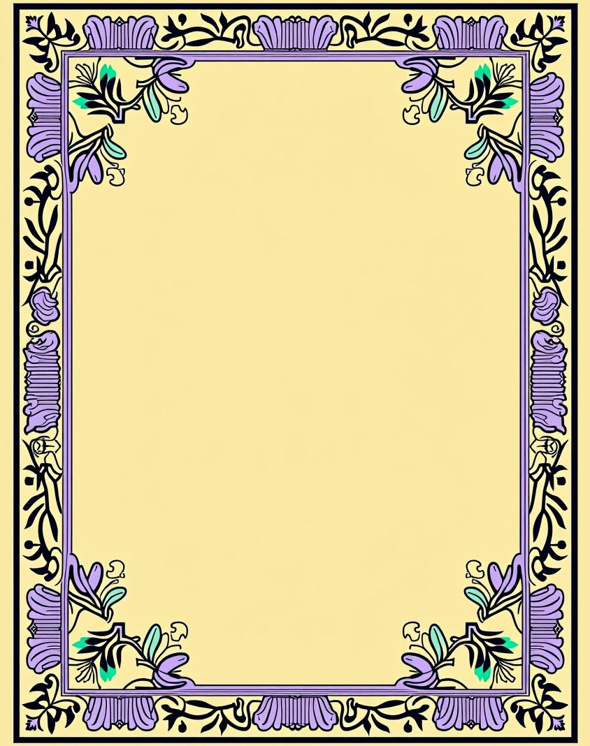 Pale Yellow Elegant Floral Border Accent Rug