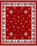 Crimson Snowflakes Geometric Border Rug