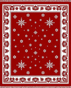 Crimson Snowflakes Geometric Border Rug