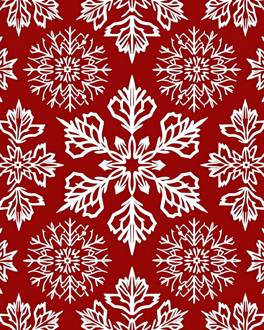 Red White Snowflake Winter Repeat Rug