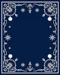 Navy Blue White Snowflake Border Art Rug