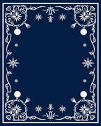 Navy Blue White Snowflake Border Art Rug
