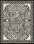 Cream and Black Geometric Tribal Rug
