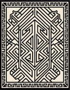 Cream and Black Geometric Tribal Rug