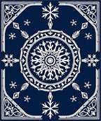 Midnight Blue Snowflake Mandala Rug