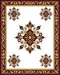 Deep Red Gold Filigree Medallion Rug