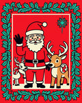 Festive Santa And Reindeer Holiday Aura Rug