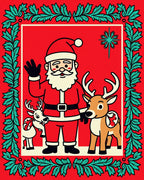 Festive Santa And Reindeer Holiday Aura Rug