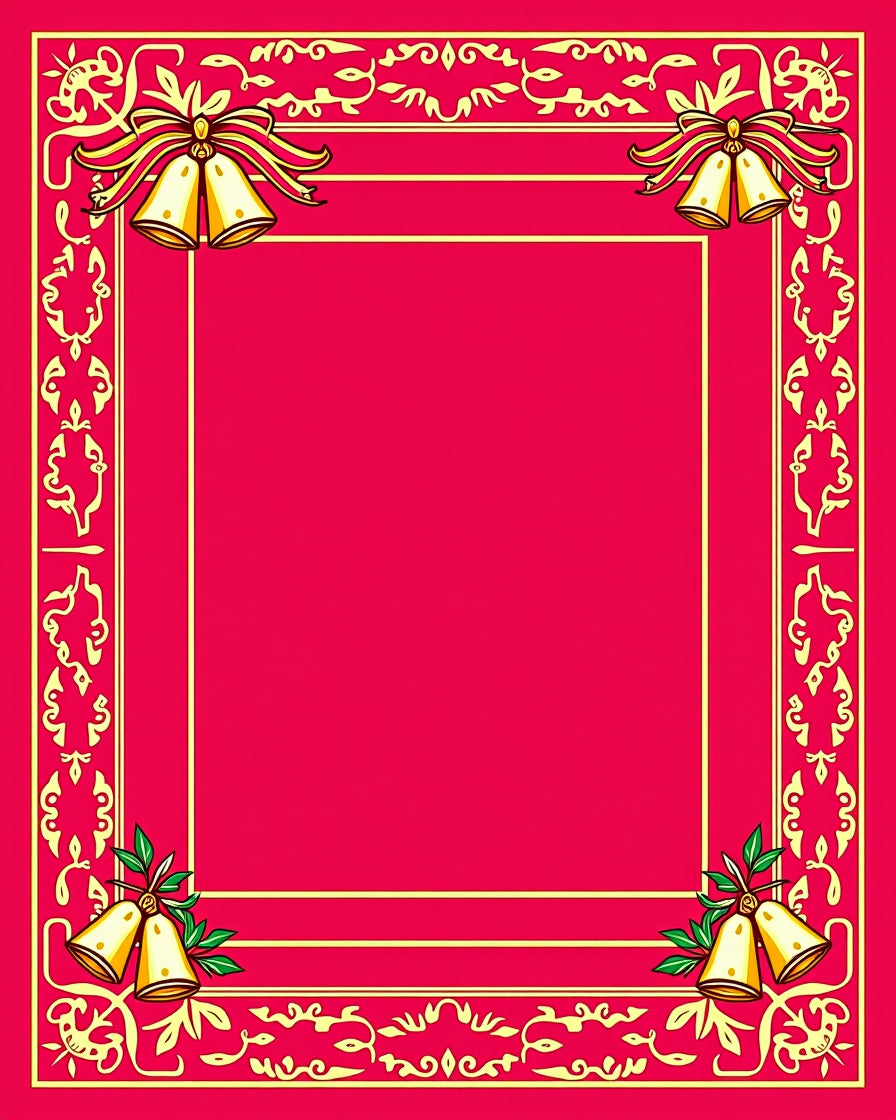 Golden Bells Crimson Border Ornament Rug