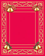 Golden Bells Crimson Border Ornament Rug