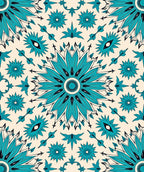 Oceanic Teal Intricate Floral Mandala Rug