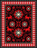 Bold Red Horse Floral Medallion Rug