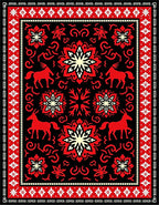 Bold Red Horse Floral Medallion Rug