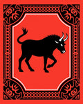 Bold Red Bull Emblem Rug