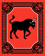 Bold Red Bull Emblem Rug