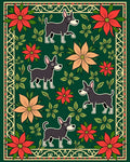 Whimsical Dark Dog Floral Garden Rug