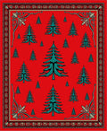 Red Evergreen Tree Forest Border Rug