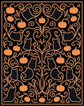 Orange Black Cat Pumpkin Vine Rug