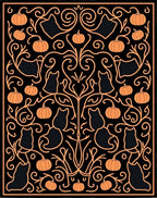 Orange Black Cat Pumpkin Vine Rug