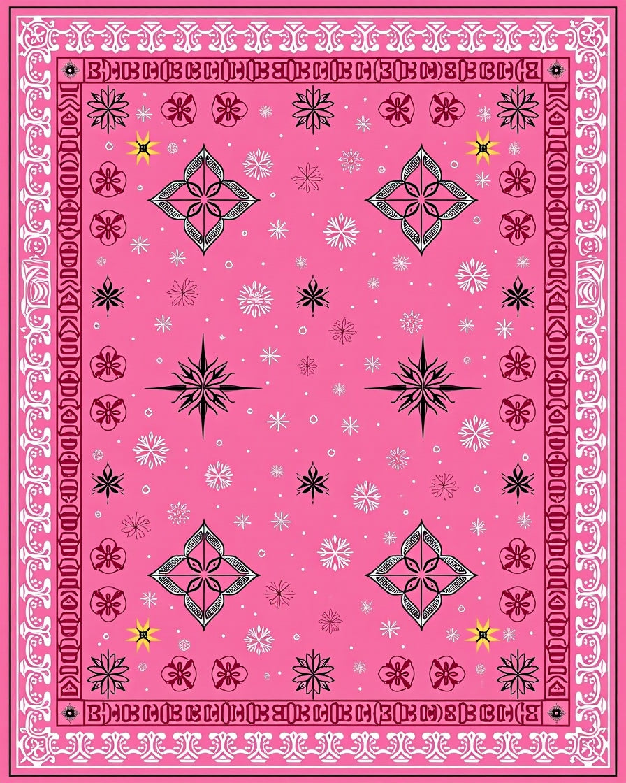 Fuchsia Pink Starburst Floral Medallions Rug
