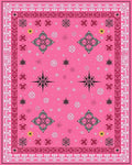 Fuchsia Pink Starburst Floral Medallions Rug