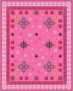 Fuchsia Pink Starburst Floral Medallions Rug