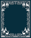 White Deer Forest Winter Frame Rug