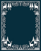 White Deer Forest Winter Frame Rug