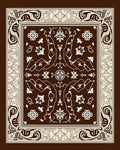 Ornate Cream Floral Brown Tapestry Rug