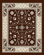 Ornate Cream Floral Brown Tapestry Rug