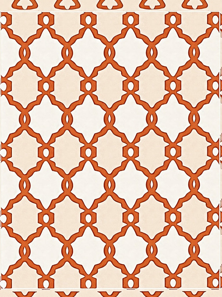 Terracotta Geometric Lattice Medallion Rug