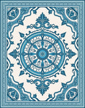 Azure Medallion Floral Frame Rug