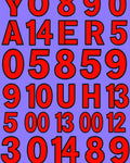 Red Numbers and Letters Grid Rug