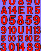 Red Numbers and Letters Grid Rug