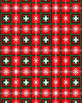 Red Green White Festive Snowflake Plaid Rug