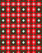 Red Green White Festive Snowflake Plaid Rug
