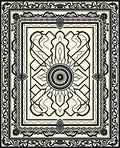 Bold Black Ivory Intricate Frame Rug