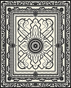 Bold Black Ivory Intricate Frame Rug