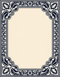 Ornate Navy Blossom Scroll Frame Rug