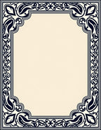Ornate Navy Blossom Scroll Frame Rug