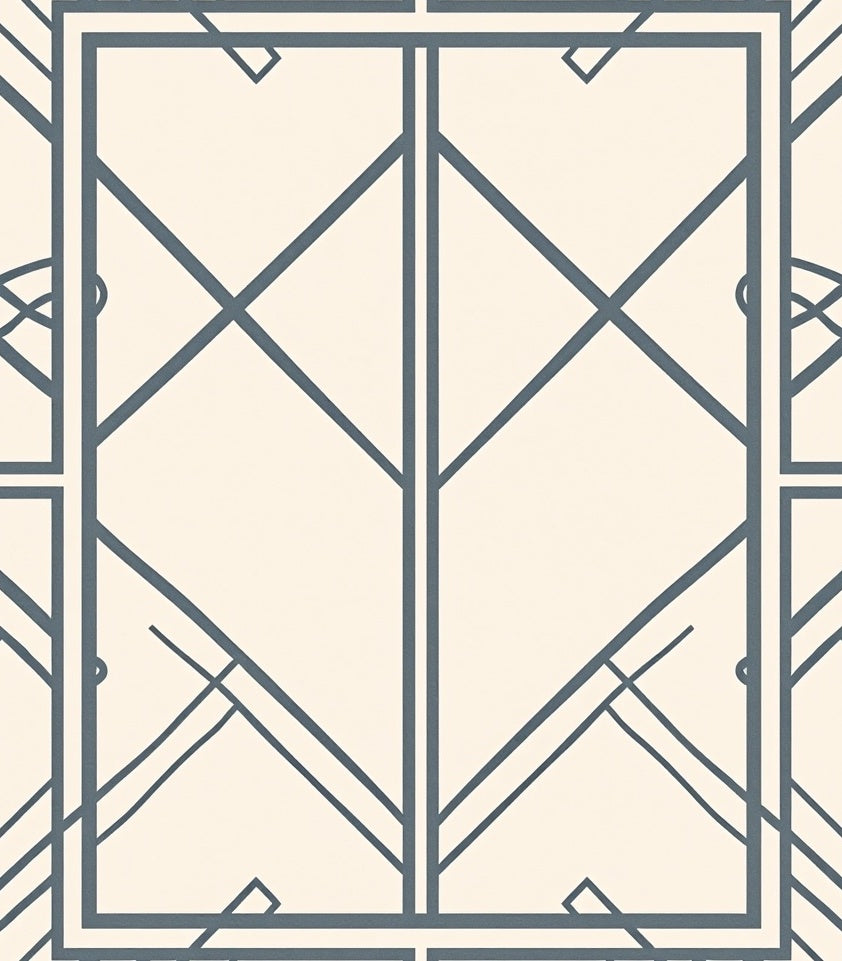 Art Deco Gray Geometric Frame Rug