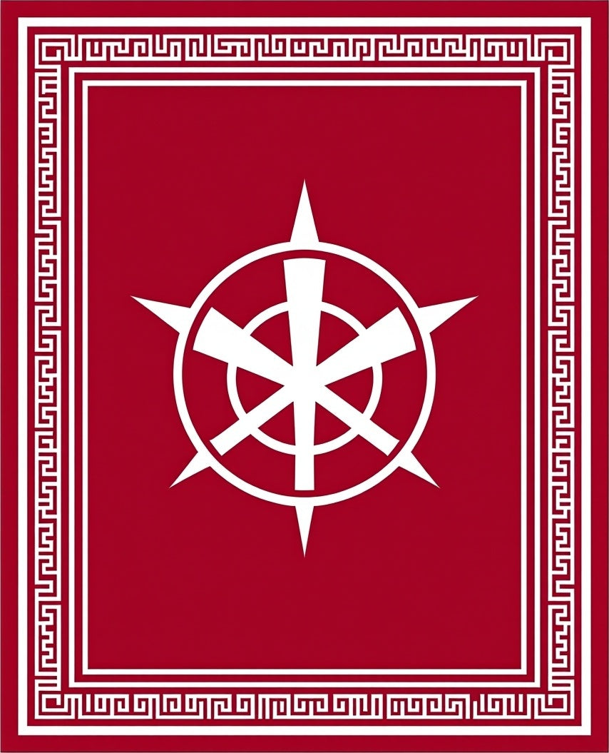 Crimson White Geometric Starburst Rug