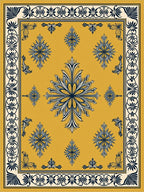 Golden Navy Floral Medallion Border Rug